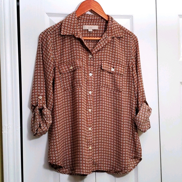 3/$30 LOFT Button-down Orange Essential Shirt - Picture 1 of 5